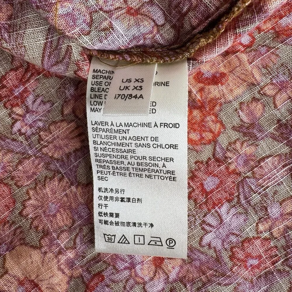 Free People Wild Gardenia Blouse XS Earth Combo Button Up Floral Retail $138